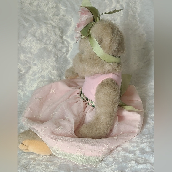 The Bearington Collection Teddy Bear -Super Cute 14" Floral Bear Dressed in Pink - Picture 4 of 12